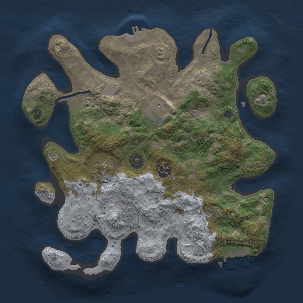 Rust Map: Procedural Map, Size: 3000, Seed: 20517, 12 Monuments