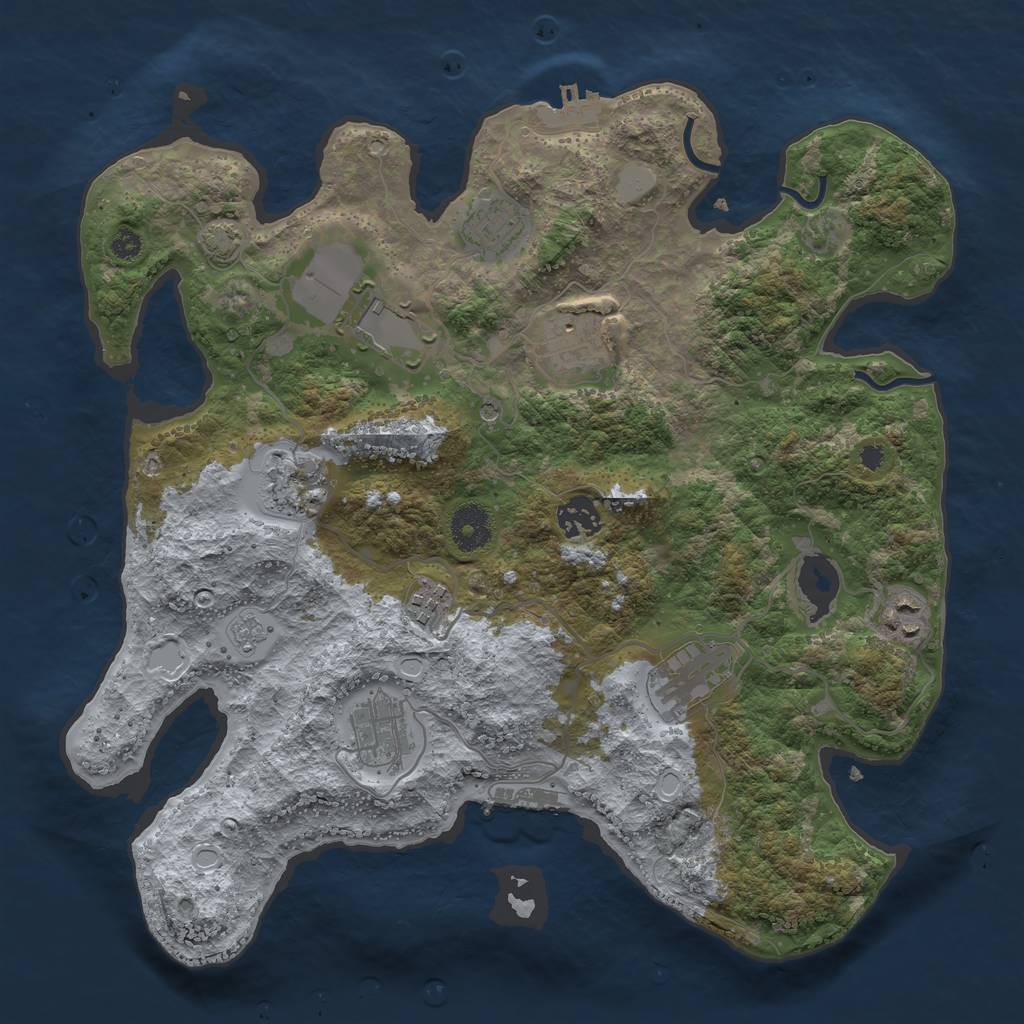 Rust Map: Procedural Map, Size: 3550, Seed: 41757543, 17 Monuments