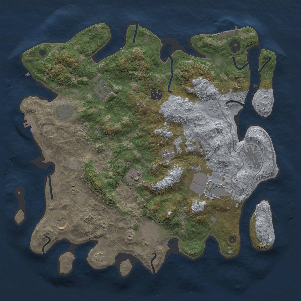 Rust Map: Procedural Map, Size: 3750, Seed: 18796067, 16 Monuments
