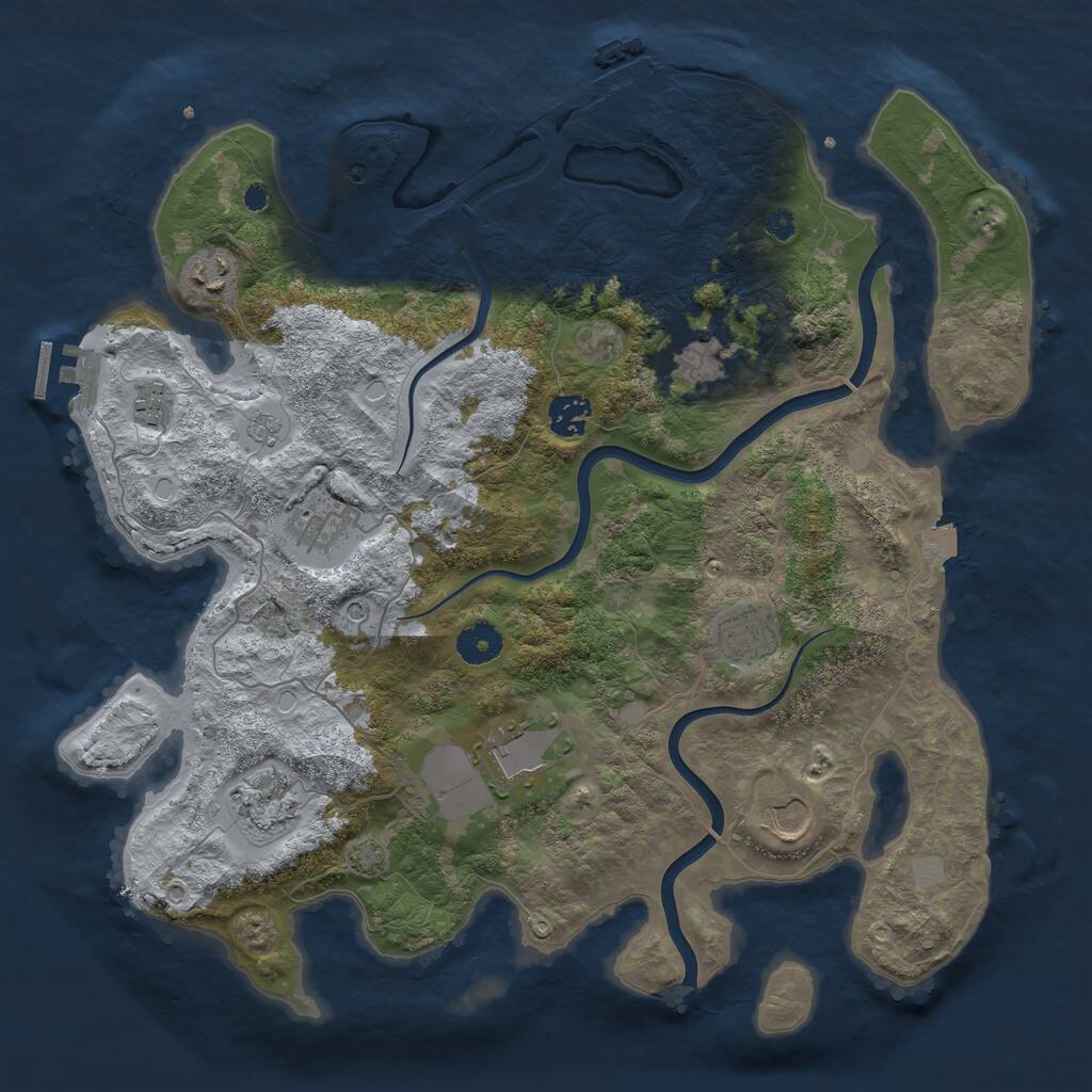 Rust Map: Procedural Map, Size: 3800, Seed: 55343441, 15 Monuments