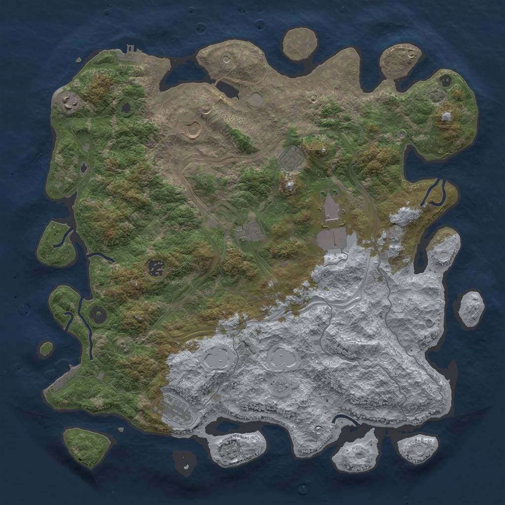 Rust Map: Procedural Map, Size: 4400, Seed: 86834021, 16 Monuments