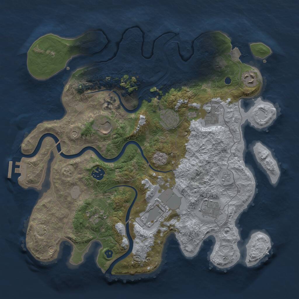 Rust Map: Procedural Map, Size: 3600, Seed: 1234568890, 14 Monuments