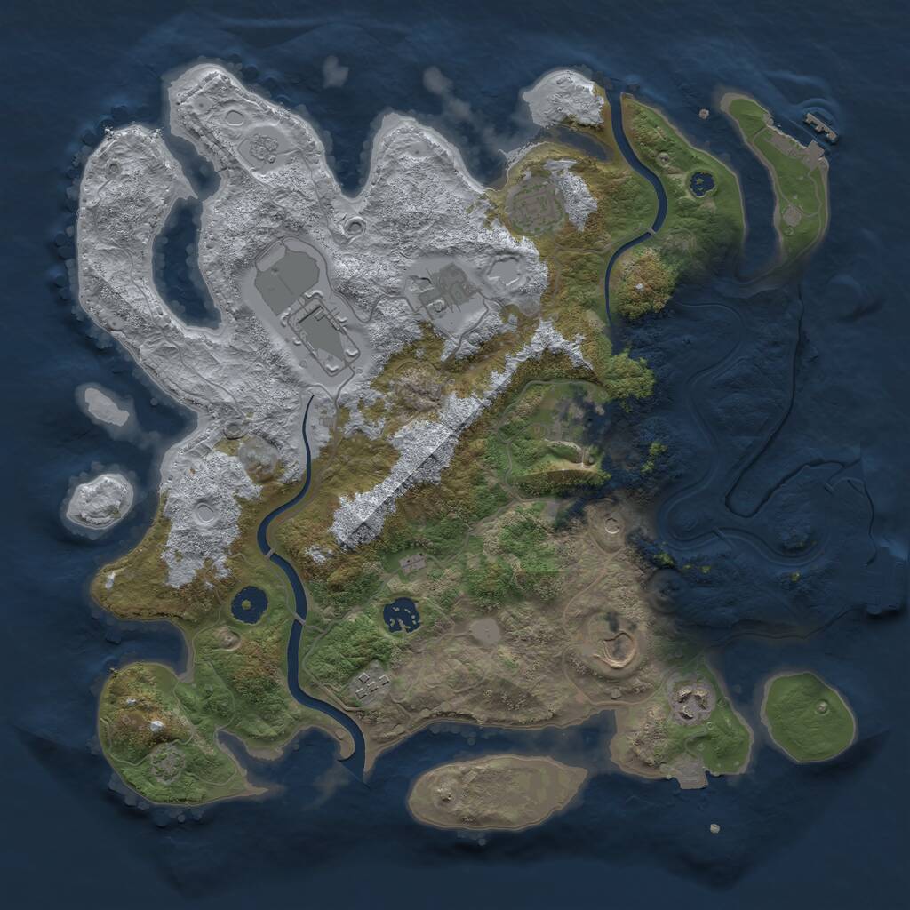 Rust Map: Procedural Map, Size: 3800, Seed: 14602999, 14 Monuments