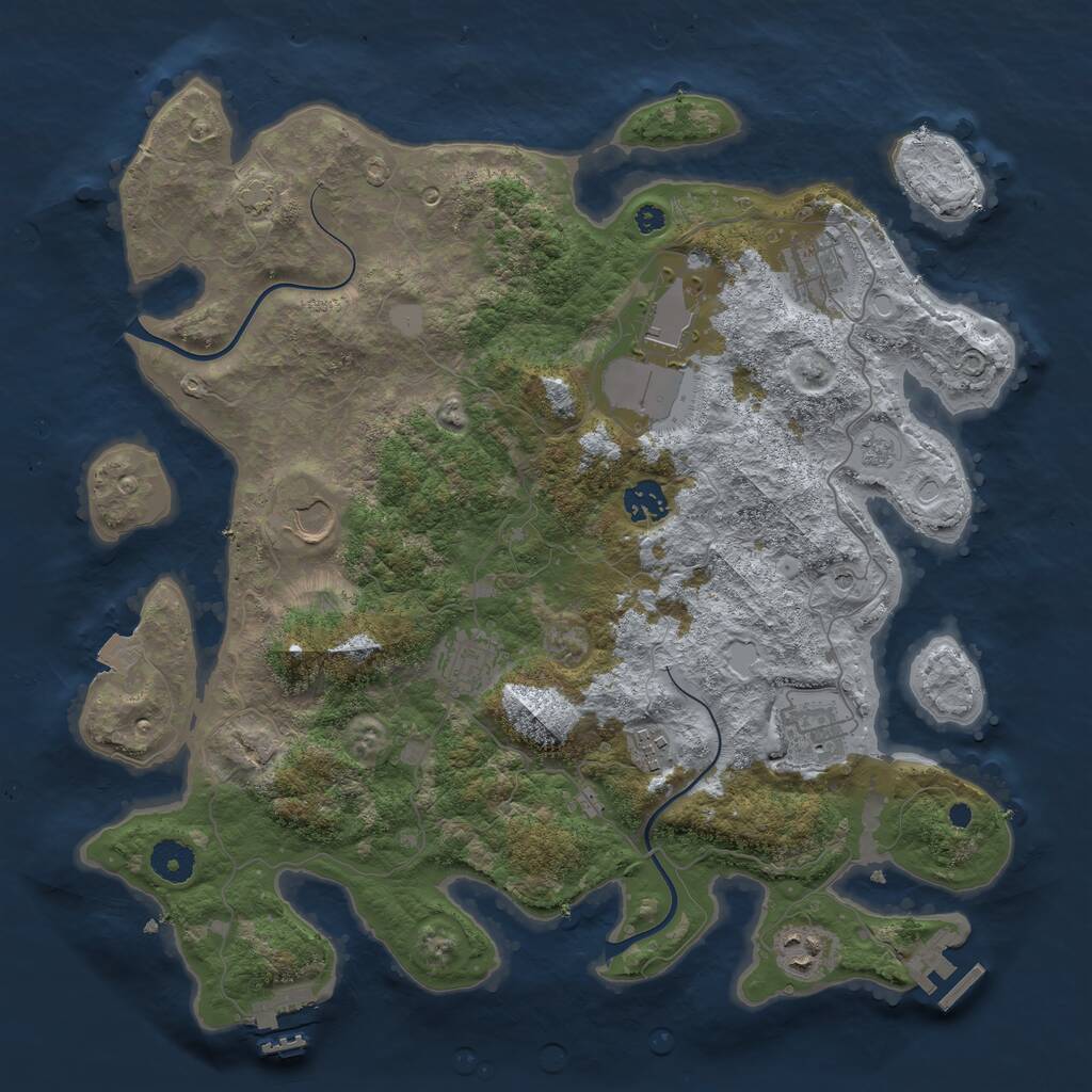 Rust Map: Procedural Map, Size: 3800, Seed: 64663237, 14 Monuments