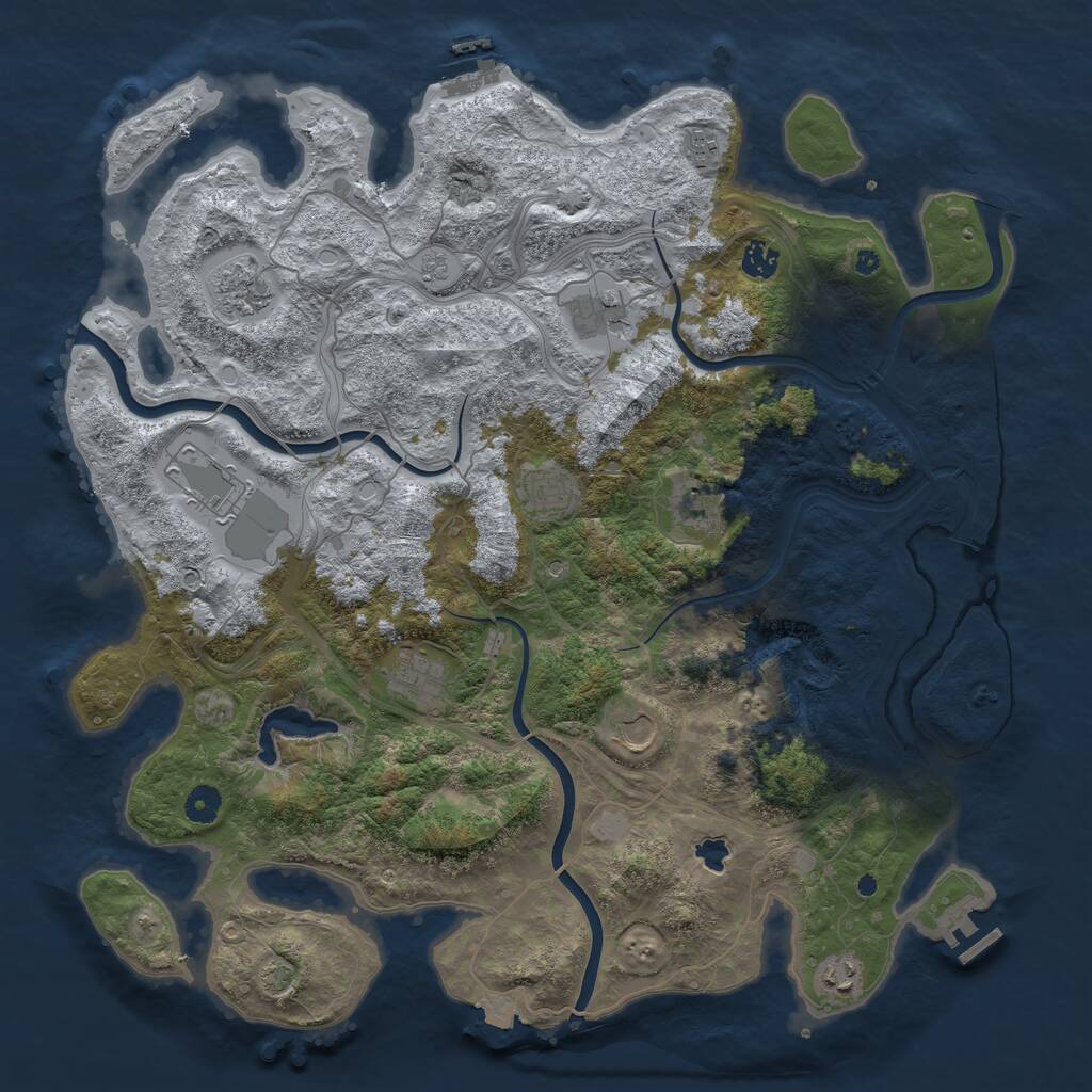 Rust Map: Procedural Map, Size: 4400, Seed: 18401716, 16 Monuments