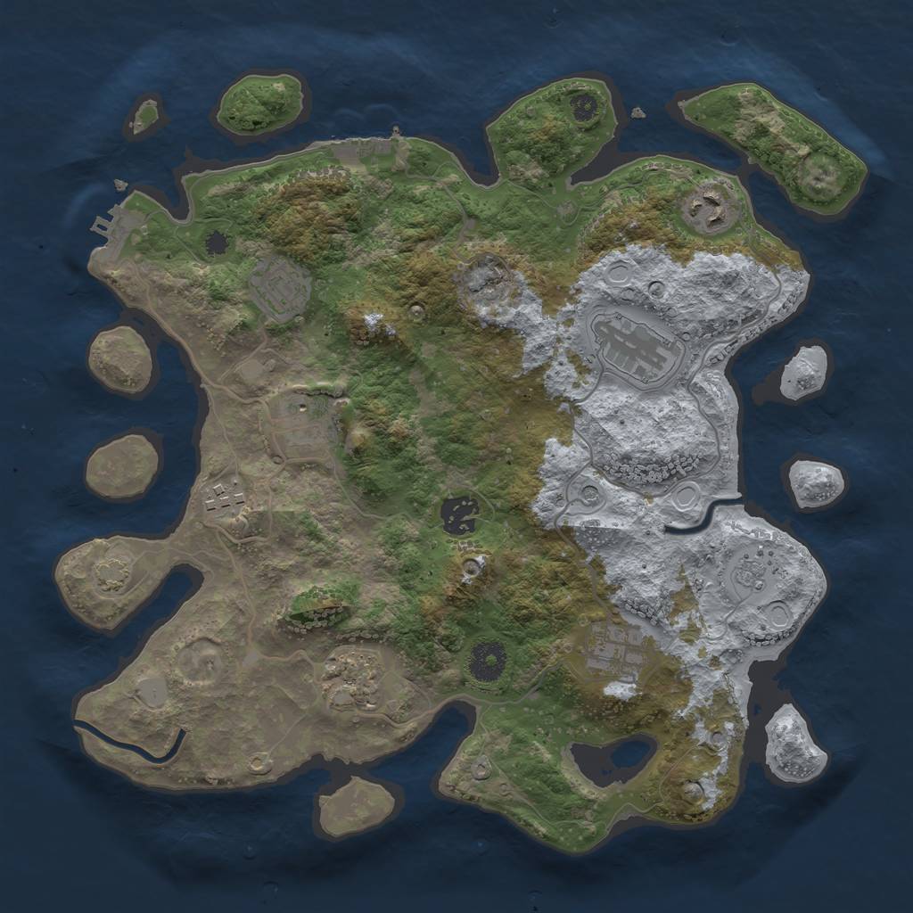 Rust Map: Procedural Map, Size: 3450, Seed: 68067996, 16 Monuments