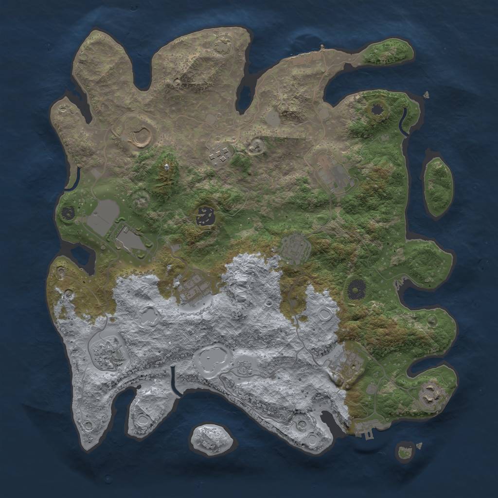 Rust Map: Procedural Map, Size: 3750, Seed: 57201456, 18 Monuments
