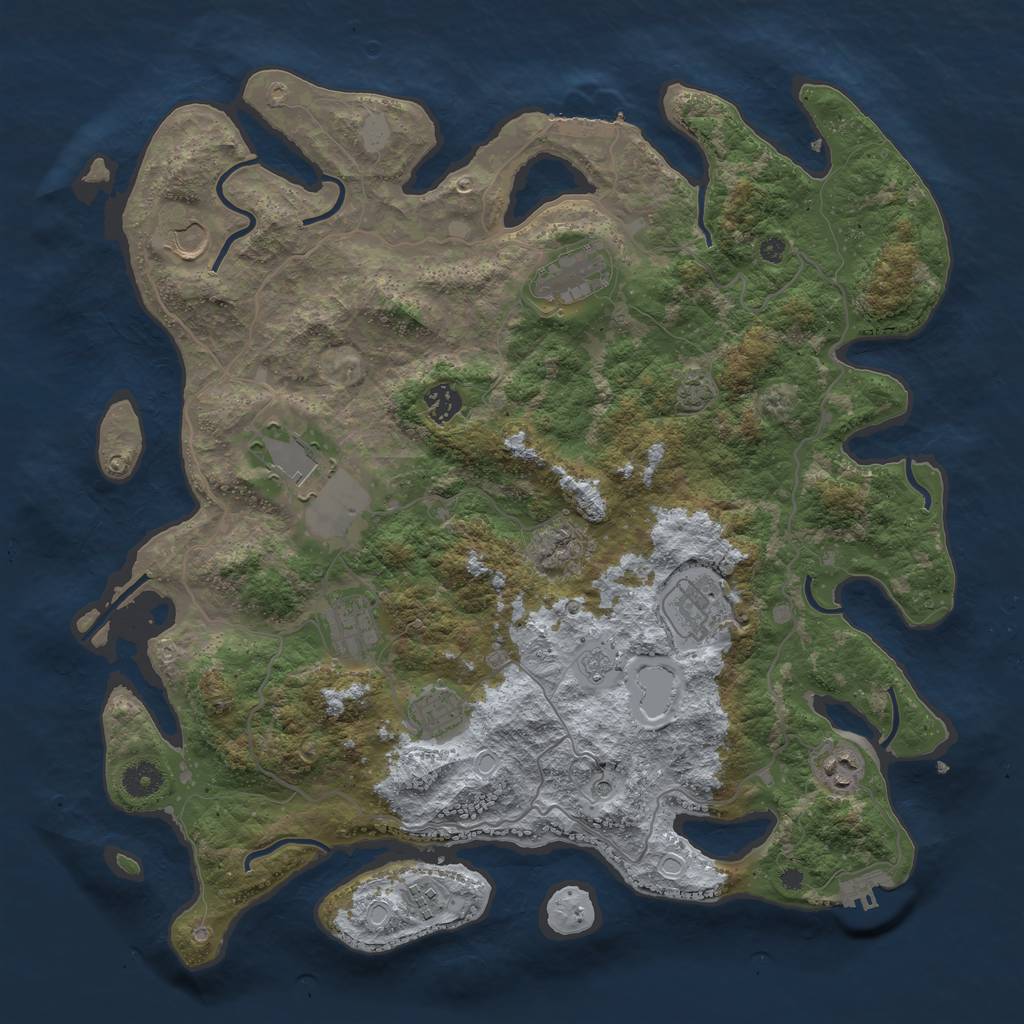 Rust Map: Procedural Map, Size: 4100, Seed: 39209471, 17 Monuments