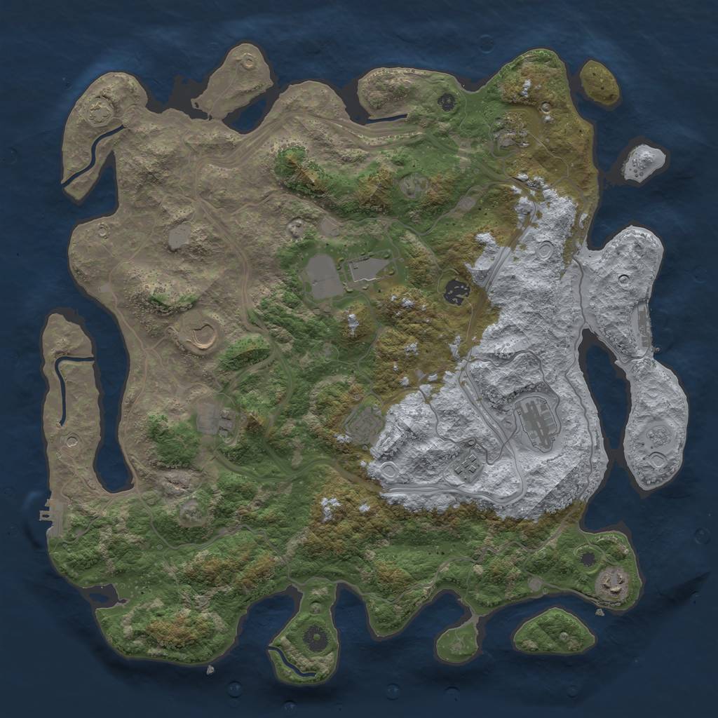 Rust Map: Procedural Map, Size: 4300, Seed: 36126057, 17 Monuments