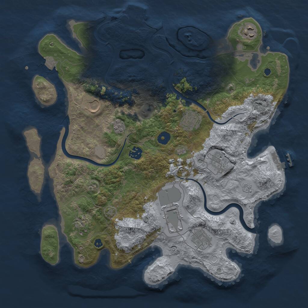 Rust Map: Procedural Map, Size: 3650, Seed: 57407017, 15 Monuments