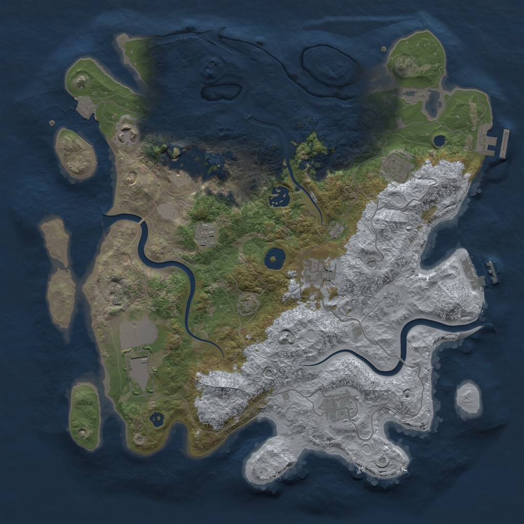 Rust Map: Procedural Map, Size: 3650, Seed: 57407017, 14 Monuments