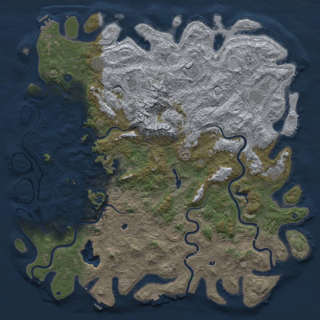 Rust Map: Procedural Map, Size: 6000, Seed: 60059550, 17 Monuments