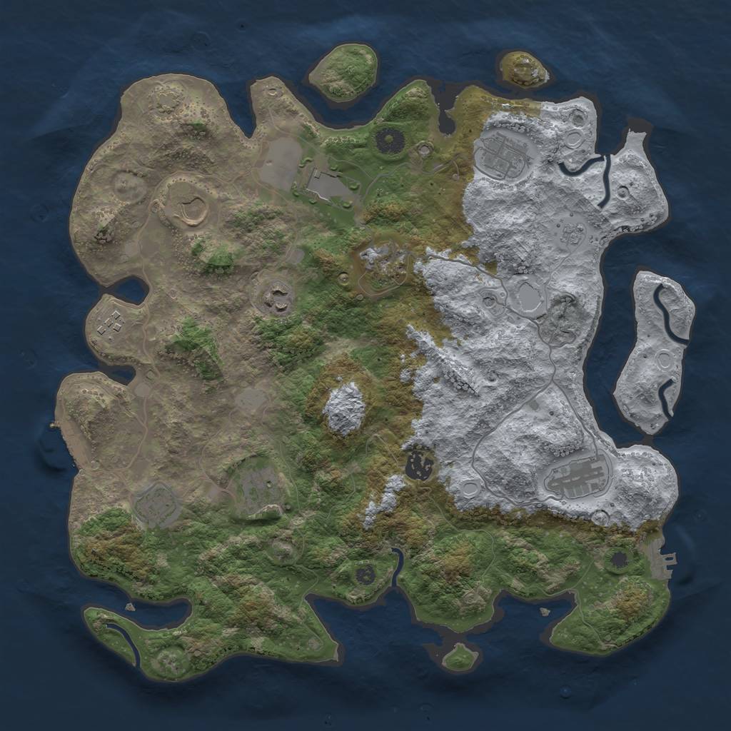 Rust Map: Procedural Map, Size: 3850, Seed: 74694428, 18 Monuments