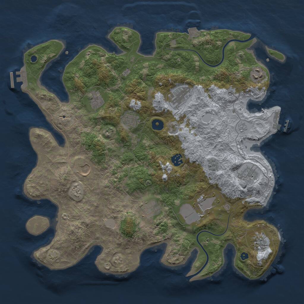 Rust Map: Procedural Map, Size: 3900, Seed: 95443743, 17 Monuments
