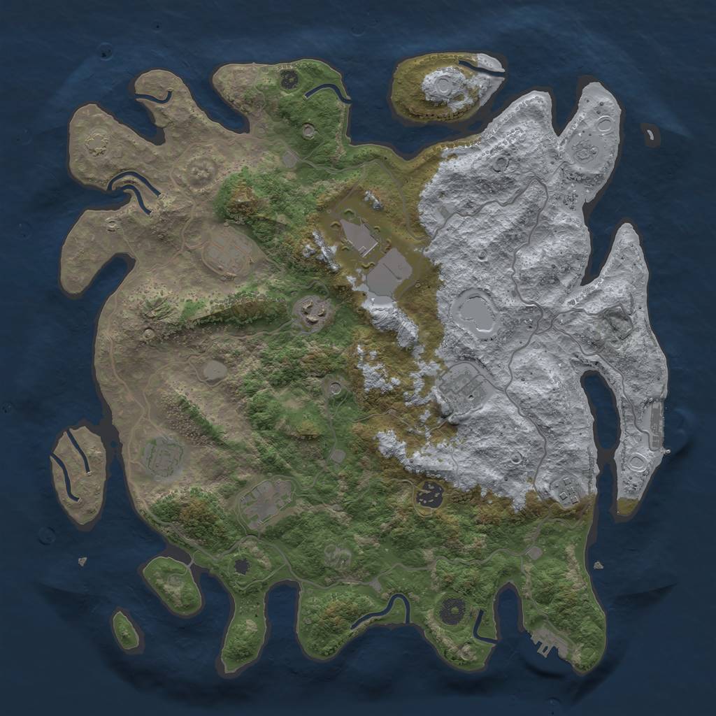 Rust Map: Procedural Map, Size: 4000, Seed: 1672632980, 16 Monuments