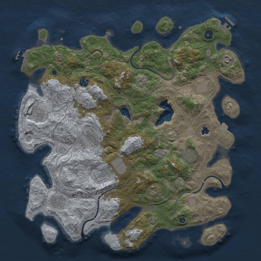 Rust Map: Procedural Map, Size: 4250, Seed: 80146693, 16 Monuments