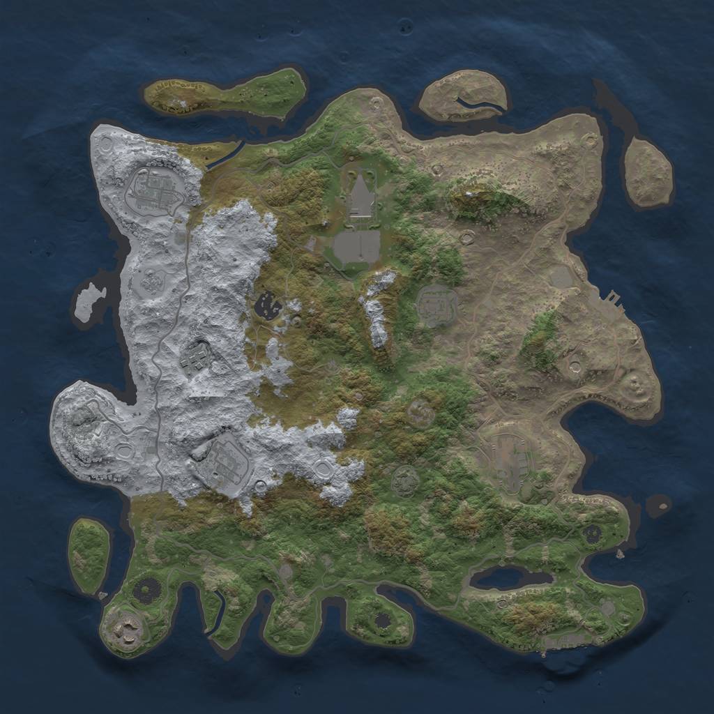 Rust Map: Procedural Map, Size: 4000, Seed: 1943703693, 16 Monuments