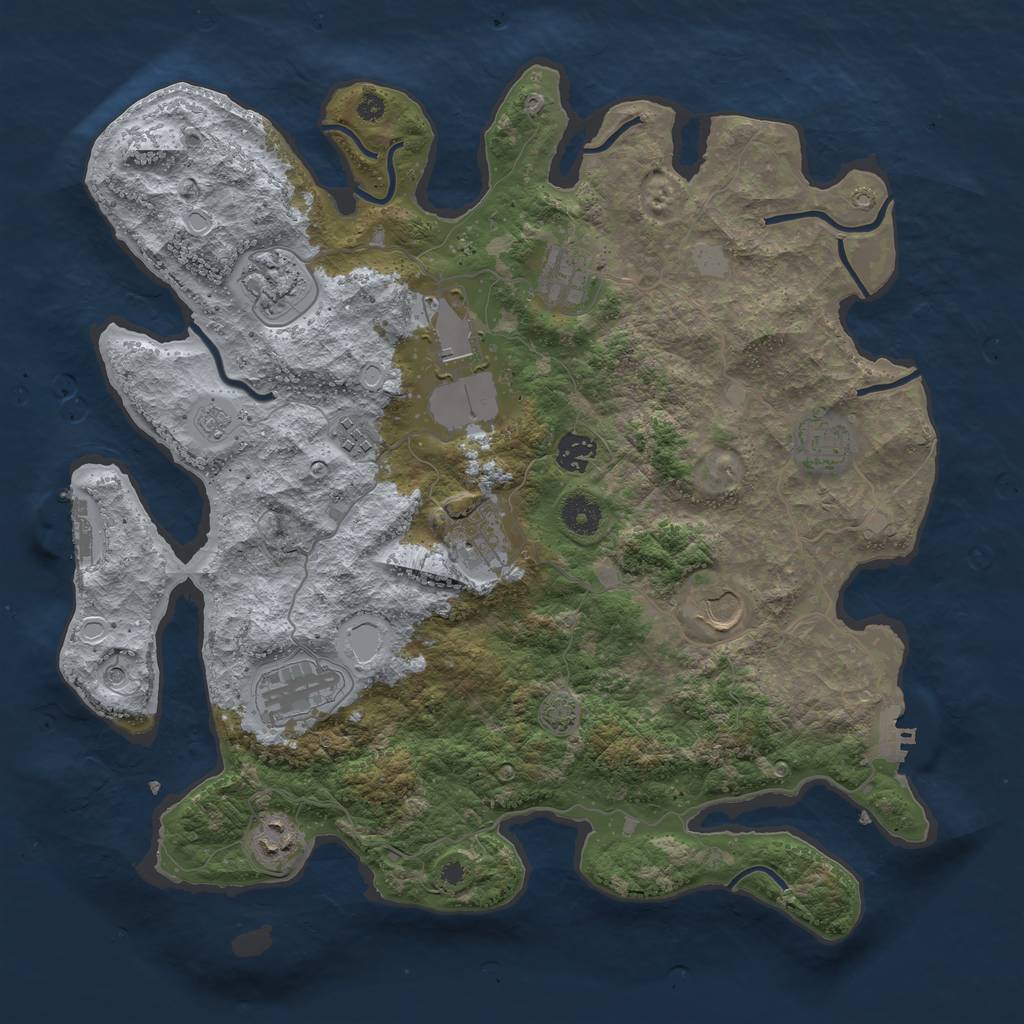 Rust Map: Procedural Map, Size: 3900, Seed: 38016701, 18 Monuments