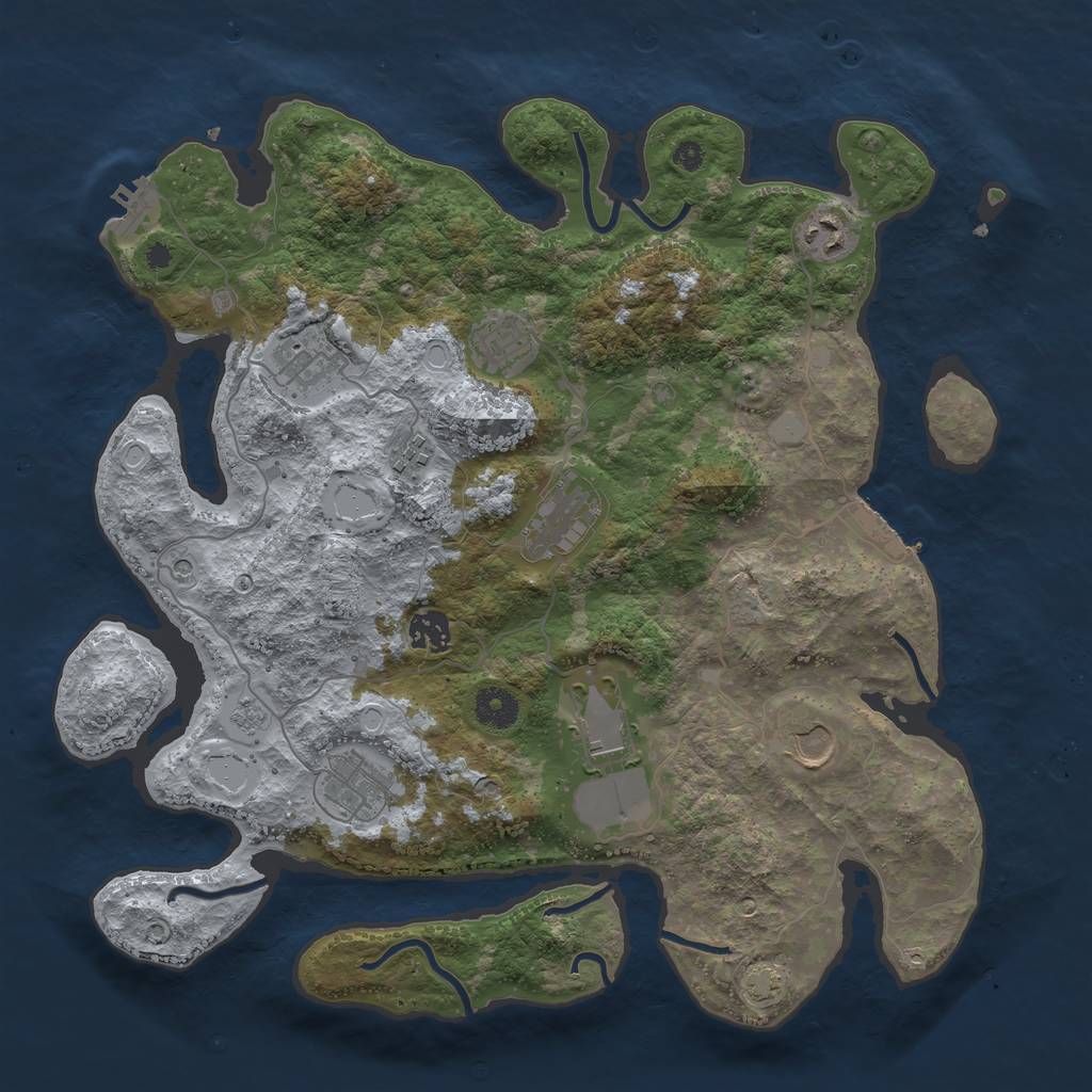 Rust Map: Procedural Map, Size: 3800, Seed: 10071592, 17 Monuments