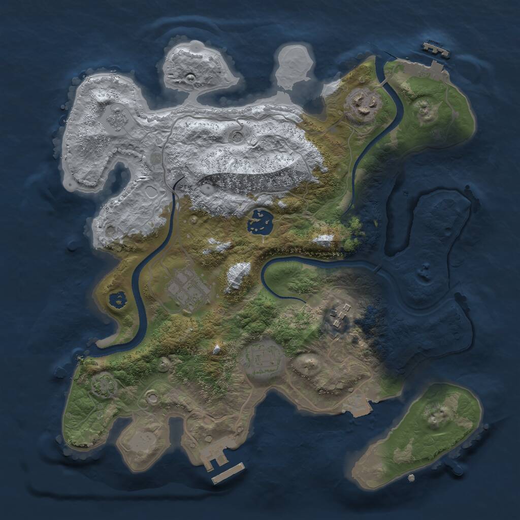 Rust Map: Procedural Map, Size: 3000, Seed: 15077, 11 Monuments