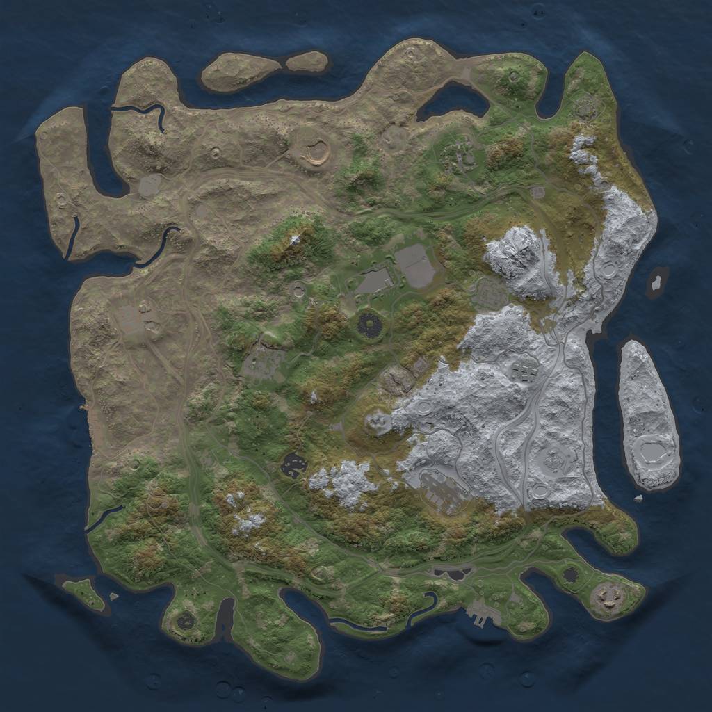 Rust Map: Procedural Map, Size: 4300, Seed: 92326587, 18 Monuments