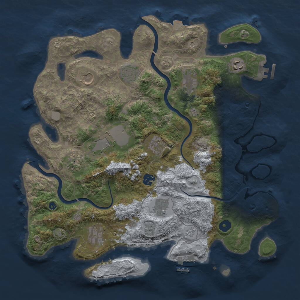 Rust Map: Procedural Map, Size: 3850, Seed: 45326628, 17 Monuments