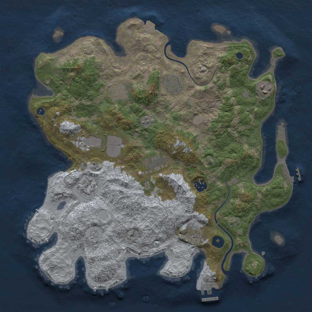 Rust Map: Procedural Map, Size: 3850, Seed: 98713444, 15 Monuments