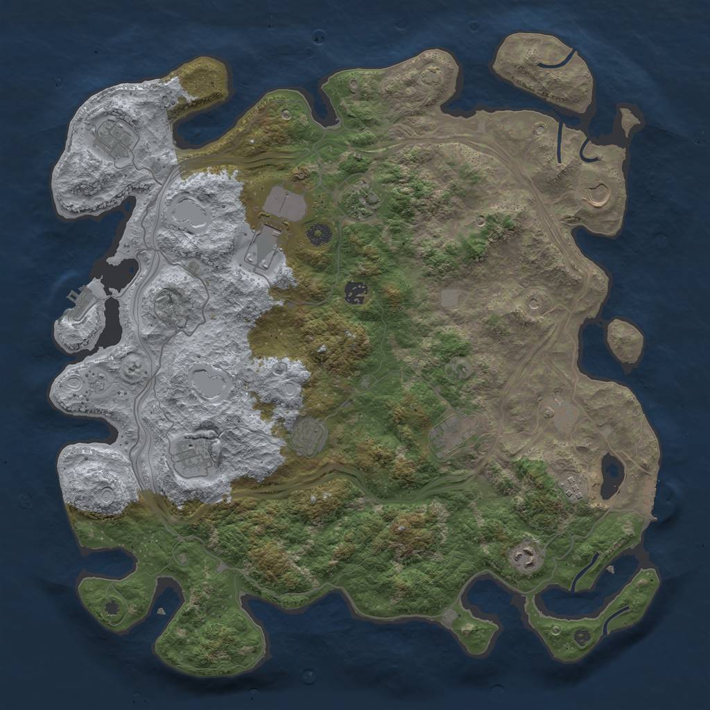 Rust Map: Procedural Map, Size: 4500, Seed: 1264217033, 19 Monuments