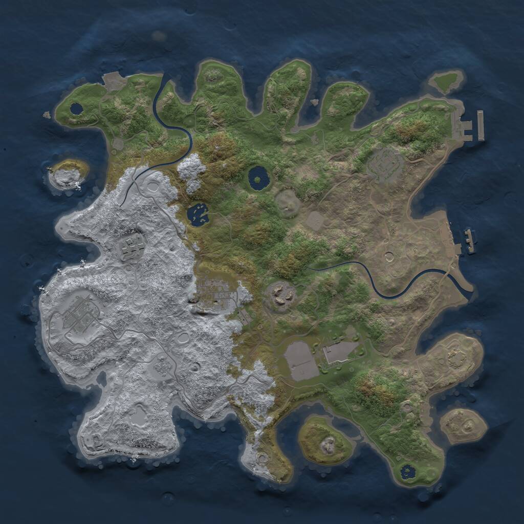Rust Map: Procedural Map, Size: 3500, Seed: 23886412, 13 Monuments