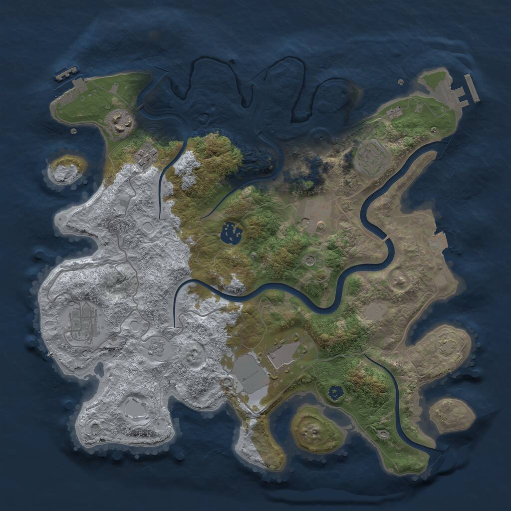 Rust Map: Procedural Map, Size: 3500, Seed: 23886412, 13 Monuments