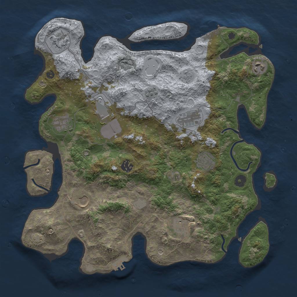 Rust Map: Procedural Map, Size: 3750, Seed: 23597074, 18 Monuments