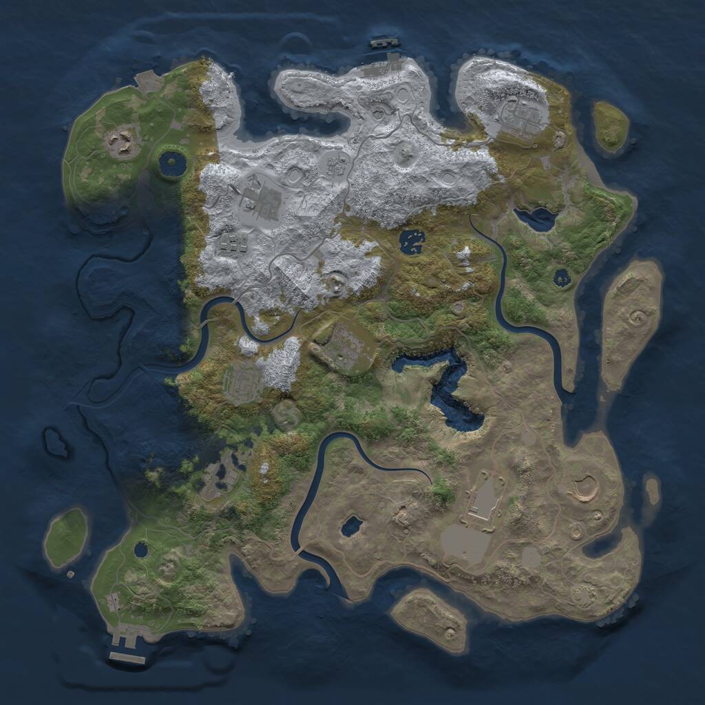 Rust Map: Procedural Map, Size: 4000, Seed: 63214110, 16 Monuments
