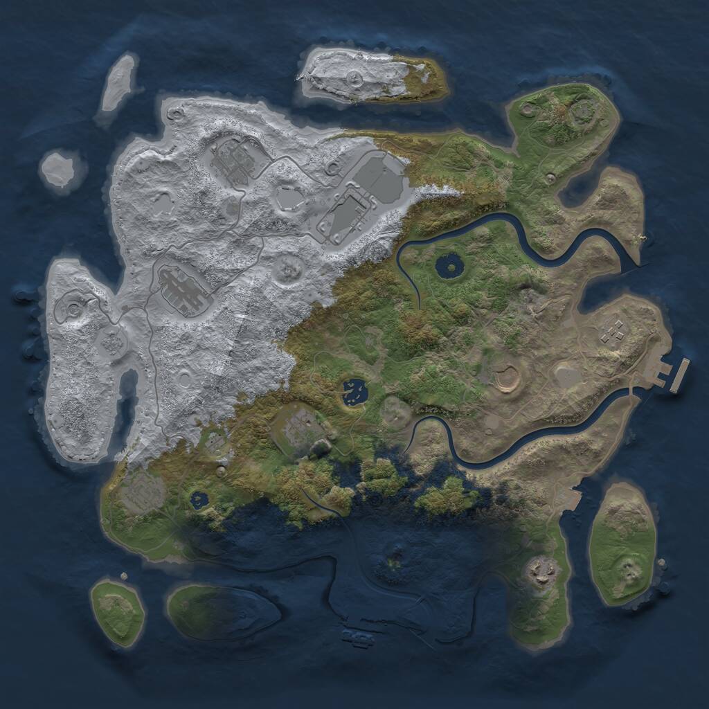 Rust Map: Procedural Map, Size: 3950, Seed: 18153777, 15 Monuments