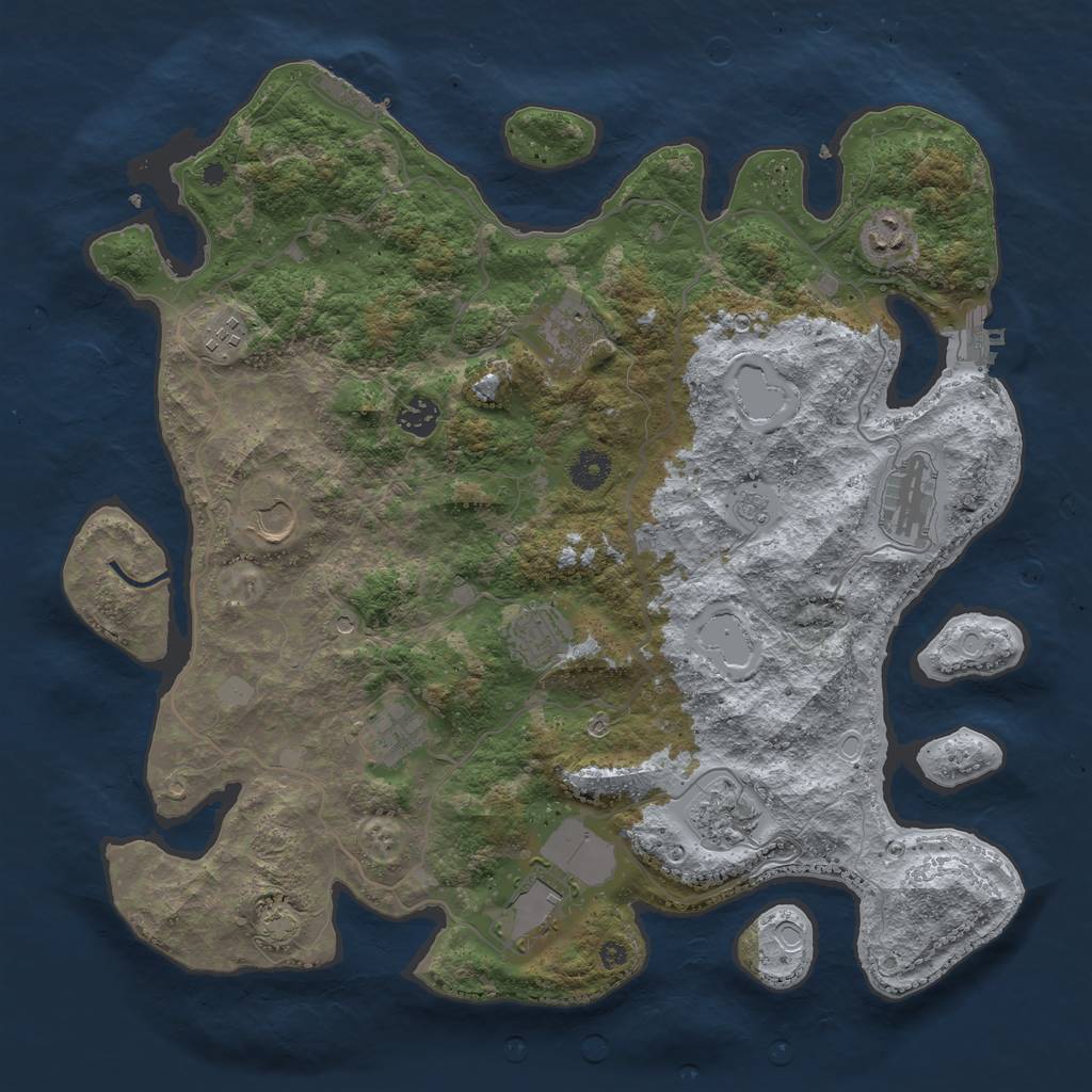 Rust Map: Procedural Map, Size: 4000, Seed: 768135946, 18 Monuments