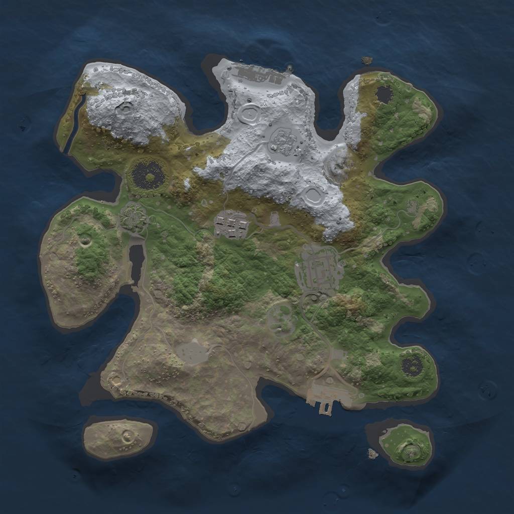 Rust Map: Procedural Map, Size: 2500, Seed: 747374224, 9 Monuments