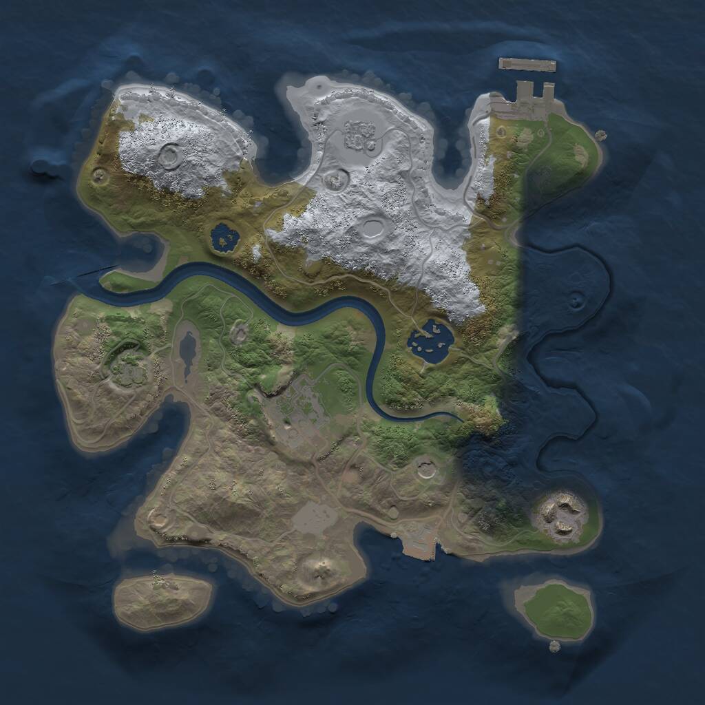 Rust Map: Procedural Map, Size: 2500, Seed: 747374224, 8 Monuments