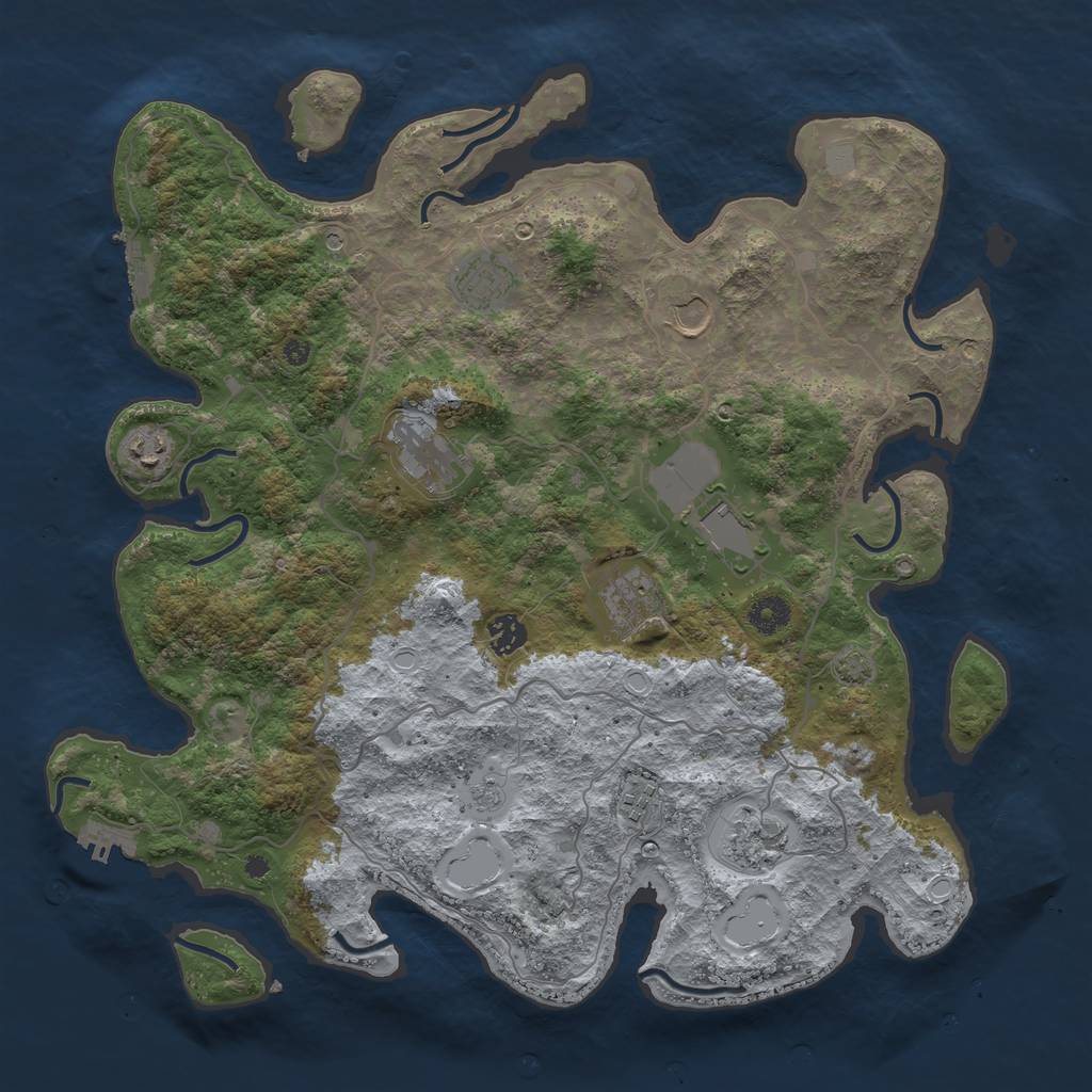 Rust Map: Procedural Map, Size: 4100, Seed: 81154869, 17 Monuments