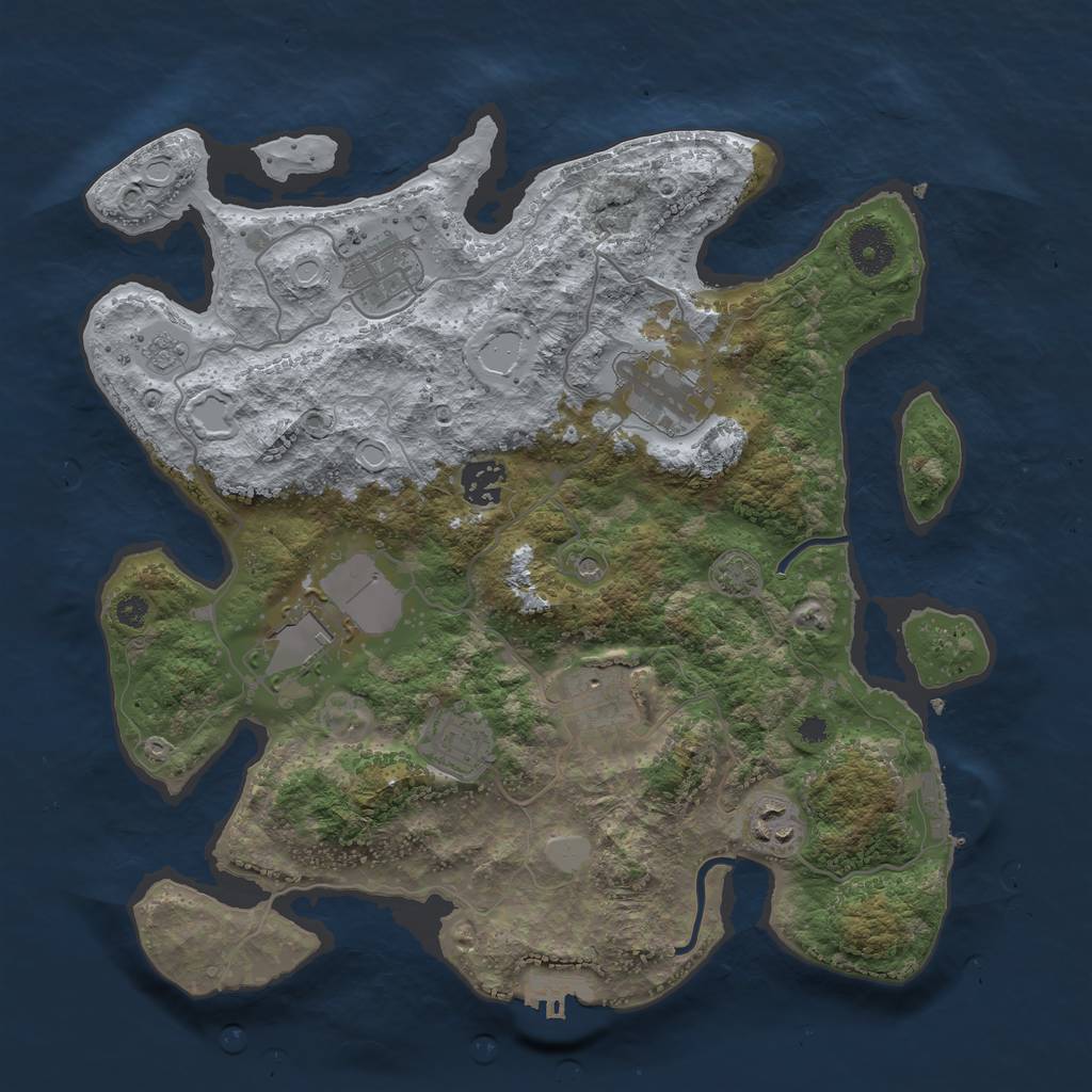 Rust Map: Procedural Map, Size: 3500, Seed: 24353614, 15 Monuments