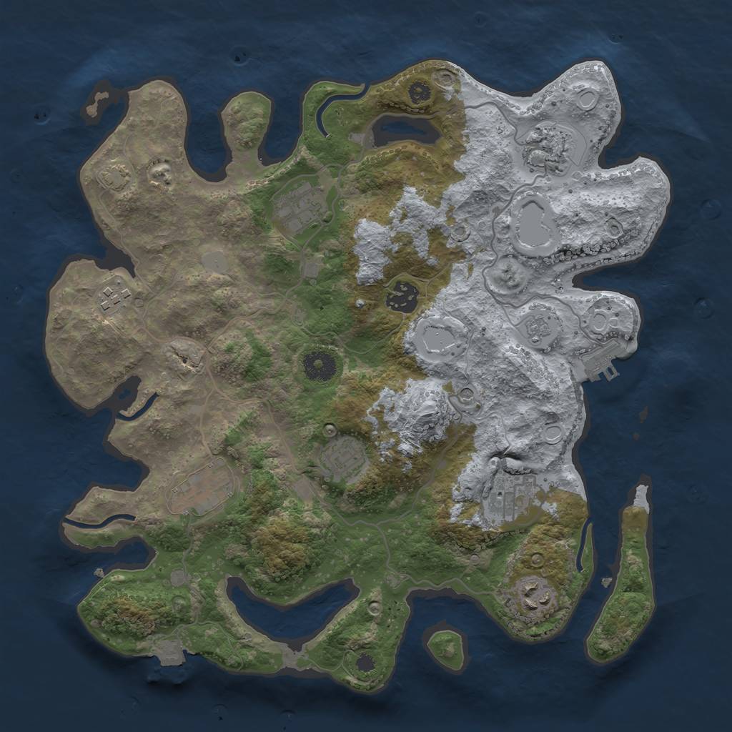 Rust Map: Procedural Map, Size: 3450, Seed: 98058521, 15 Monuments