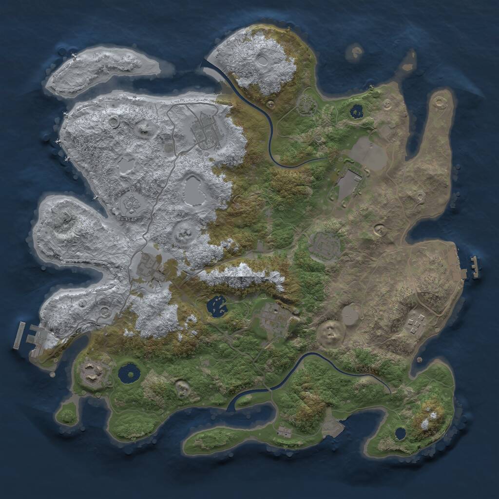 Rust Map: Procedural Map, Size: 3600, Seed: 40704859, 14 Monuments
