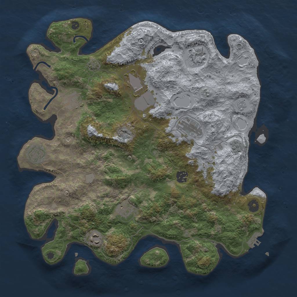 Rust Map: Procedural Map, Size: 3750, Seed: 77224449, 16 Monuments
