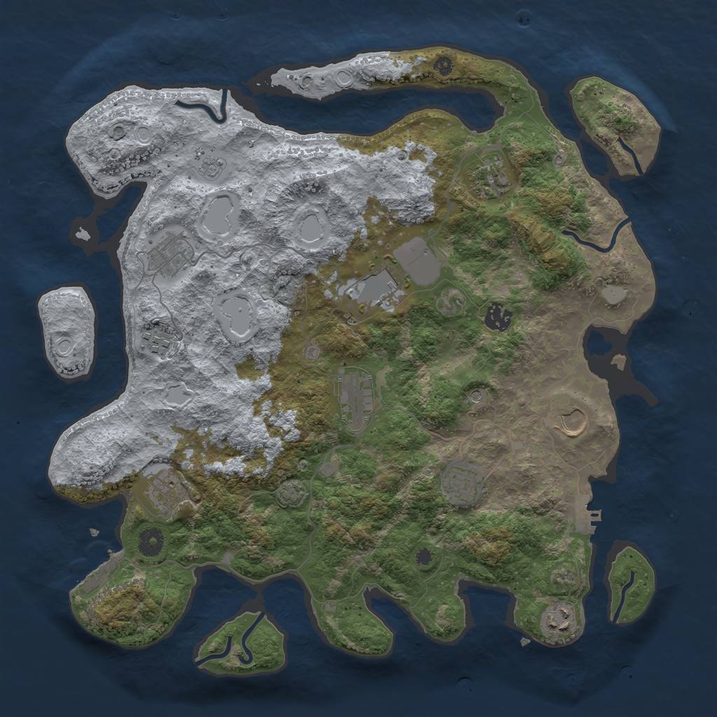 Rust Map: Procedural Map, Size: 3900, Seed: 45433969, 18 Monuments
