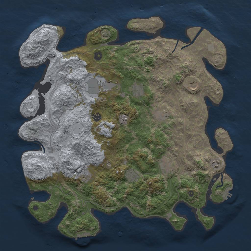 Rust Map: Procedural Map, Size: 4250, Seed: 1264217033, 18 Monuments