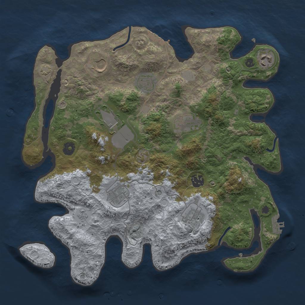 Rust Map: Procedural Map, Size: 3500, Seed: 615206581, 16 Monuments