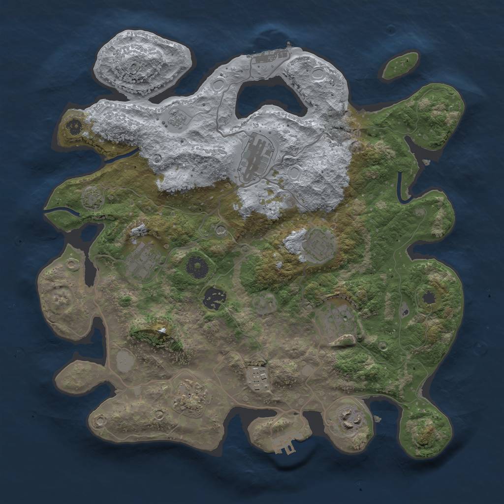 Rust Map: Procedural Map, Size: 3400, Seed: 64660025, 16 Monuments