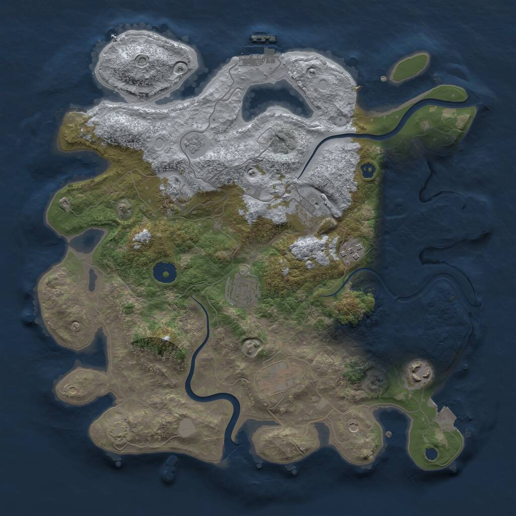 Rust Map: Procedural Map, Size: 3400, Seed: 64660025, 12 Monuments