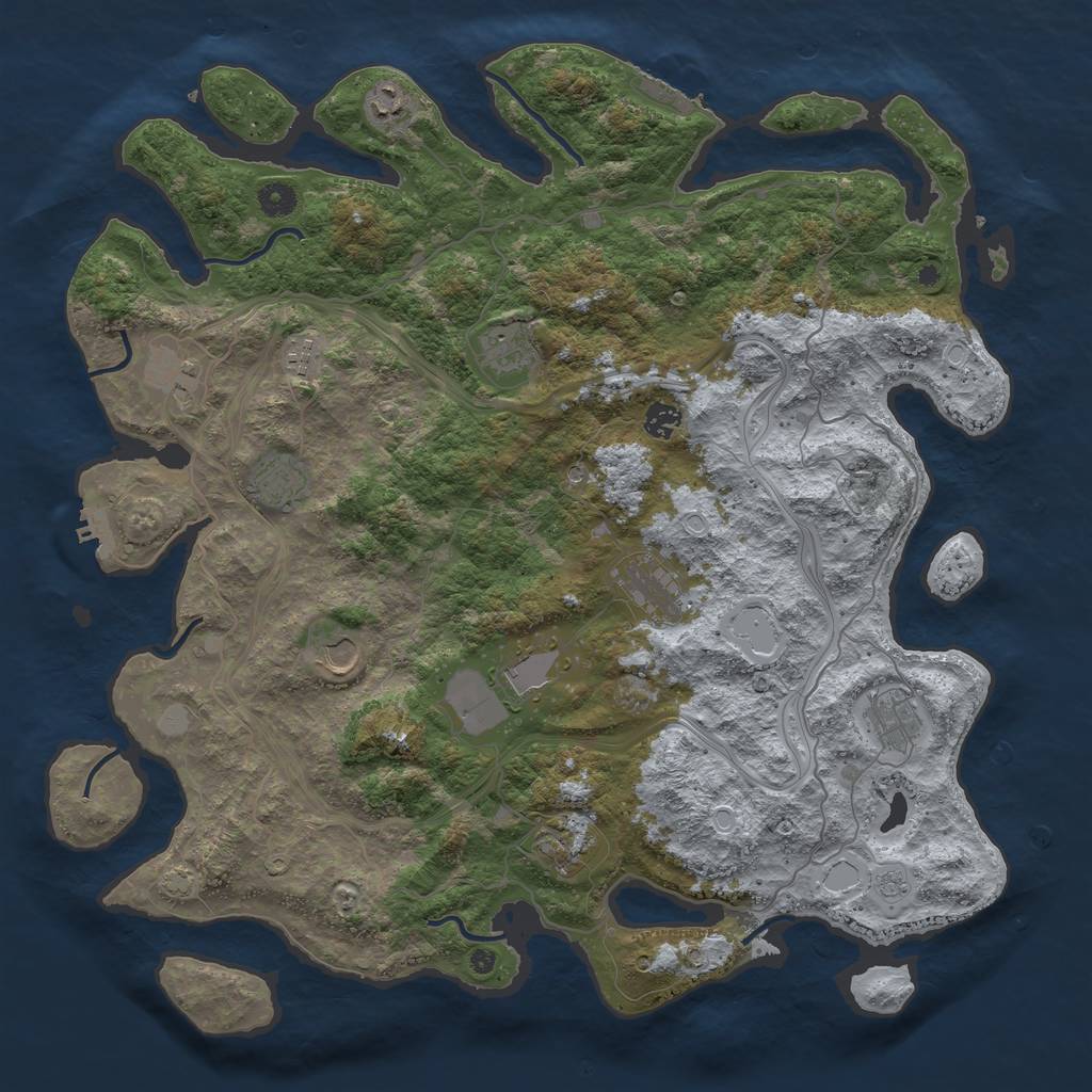 Rust Map: Procedural Map, Size: 4500, Seed: 1851692549, 19 Monuments