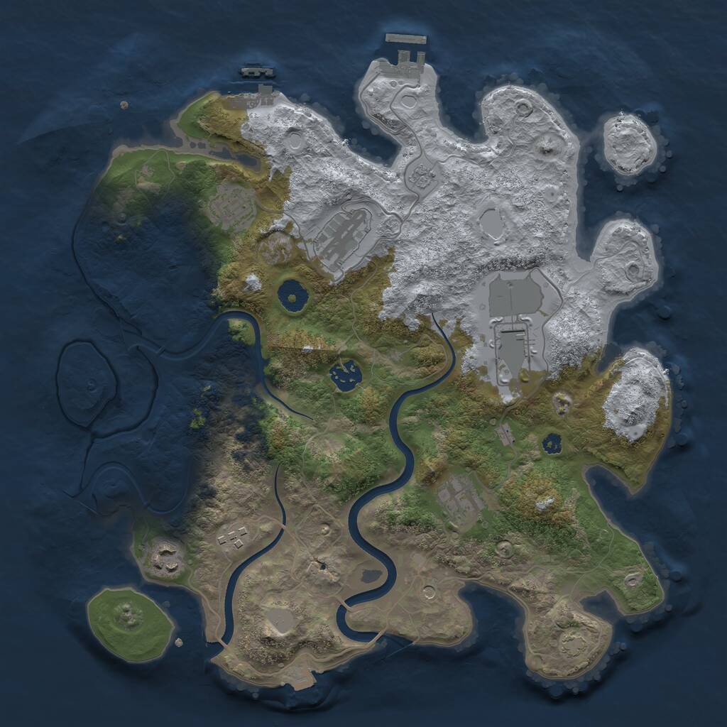 Rust Map: Procedural Map, Size: 3600, Seed: 57923217, 13 Monuments