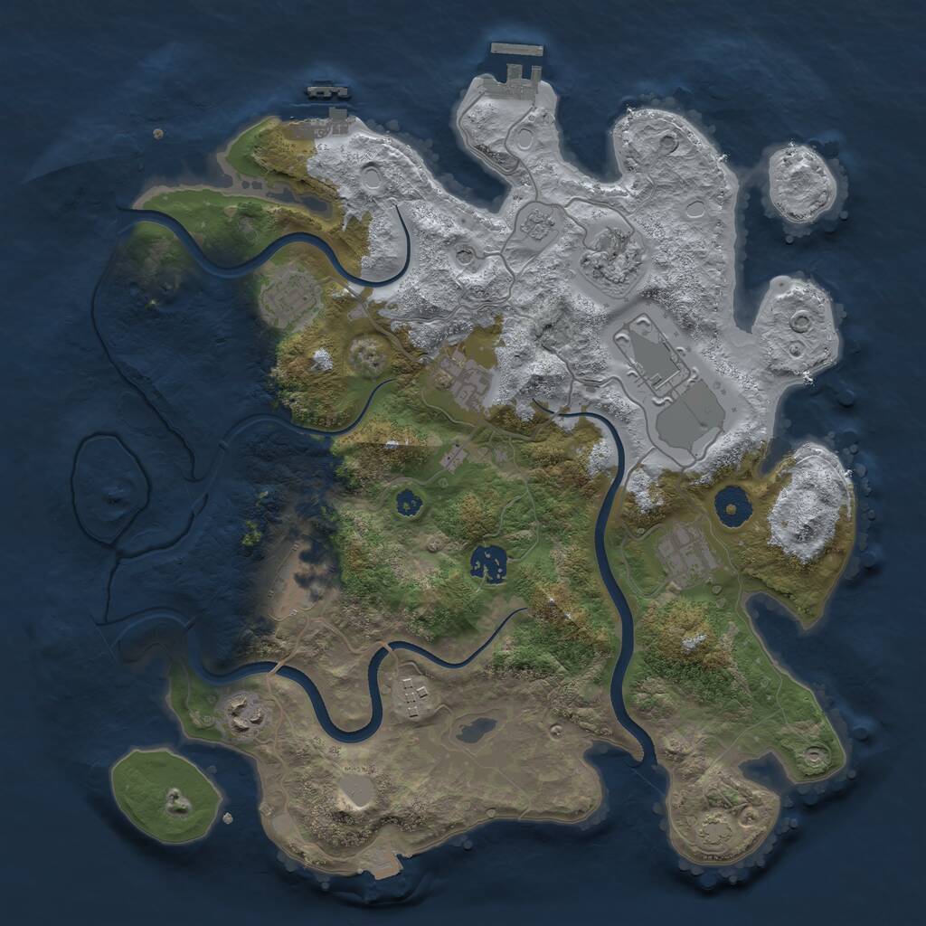 Rust Map: Procedural Map, Size: 3600, Seed: 57923217, 15 Monuments