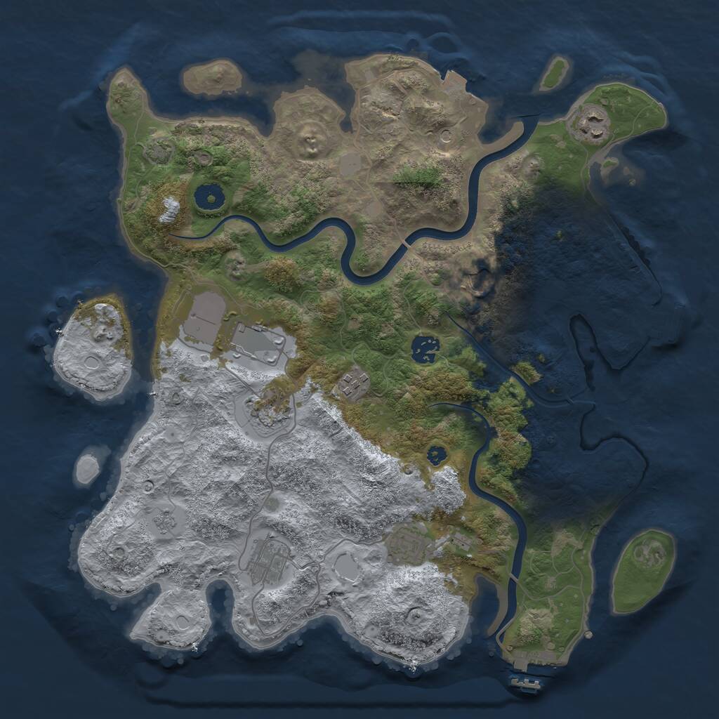 Rust Map: Procedural Map, Size: 3750, Seed: 454379055, 14 Monuments